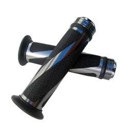 MotorToGo Aluminum Motorcycle 7/8" 22mm Handlebar Gel Hand Grips with Grey CNC Bar End Cap for Honda Goldwing 1800 GL1800 Audio/Comfort/Navi/XM/ABS
