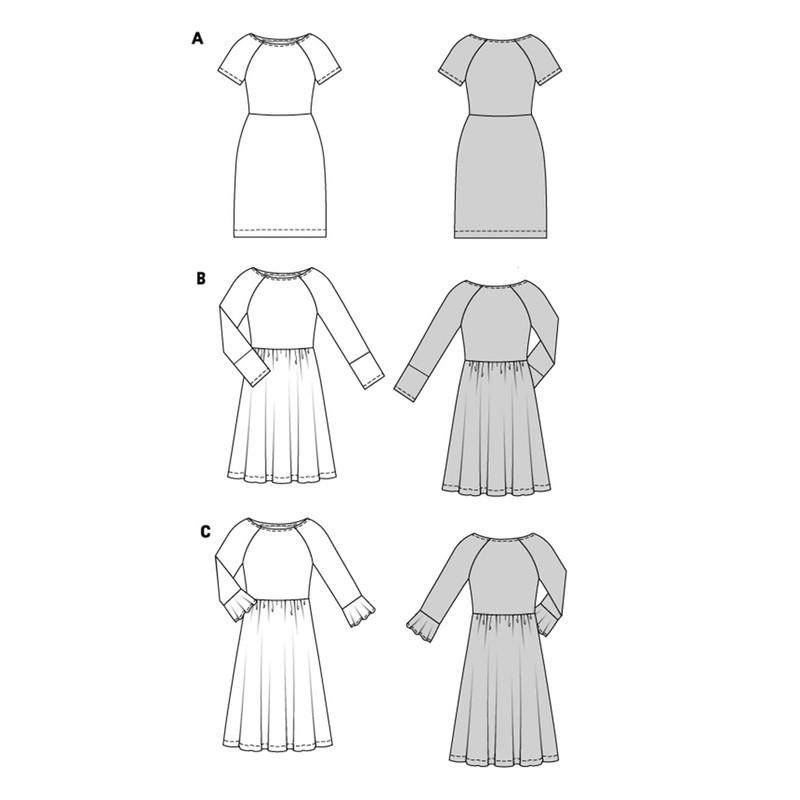 Burda Easy Sewing Pattern Women's Jersey Dresses #5708 Size 6-18