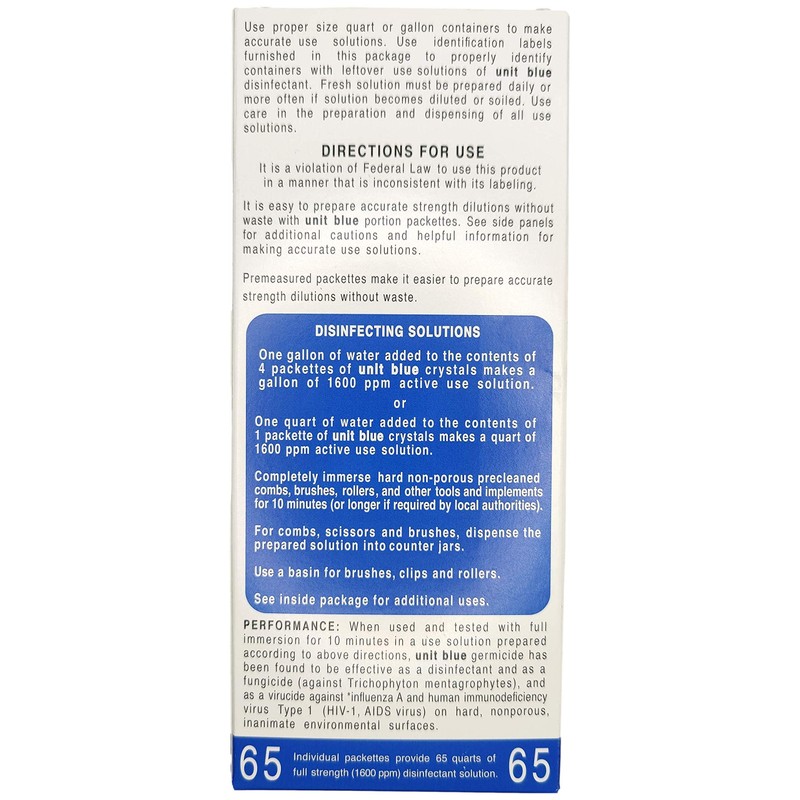 Unit Blue Barber Germicidal Disinfectant Concentrate for Barbers, Anti-Rust Formula,