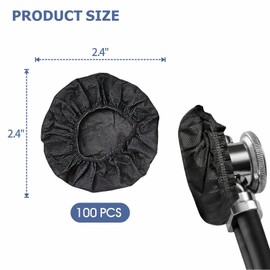 Disposable Stethoscope Covers, Non-Woven Stethoscope Head Sleeves for Home & Clinic, 2.4" Diameter, Pack of 100 (Black)