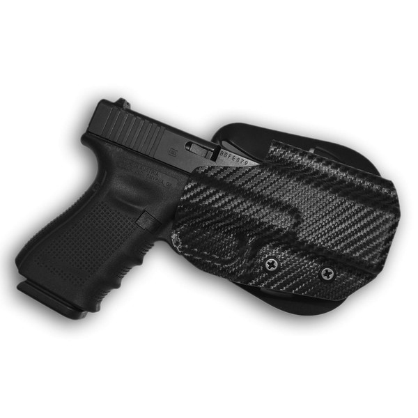 WHOLEGUNS-OWB Carbon Fiber Paddle Holster -IDPA-USPSA - KYDEX Holster - Outside Waistband - Posi-Click Retention - 100% US Made (for Glock 17/19/22/44/45-Right Hand)