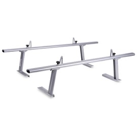 AA-Racks Model APX2502-SLV Low-Profile Utility Aluminum Pick-Up Truck Ladder Rack with Load Stops