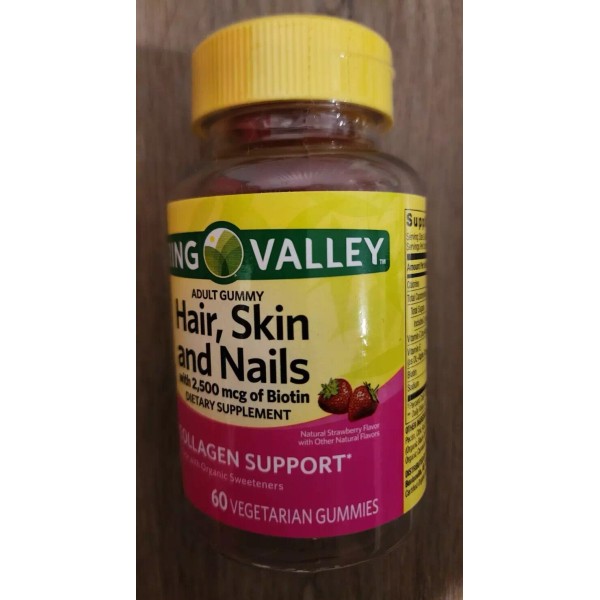 Spring Valley Vegetarian Biotin Hair, Skin, and Nails Gummies, 60