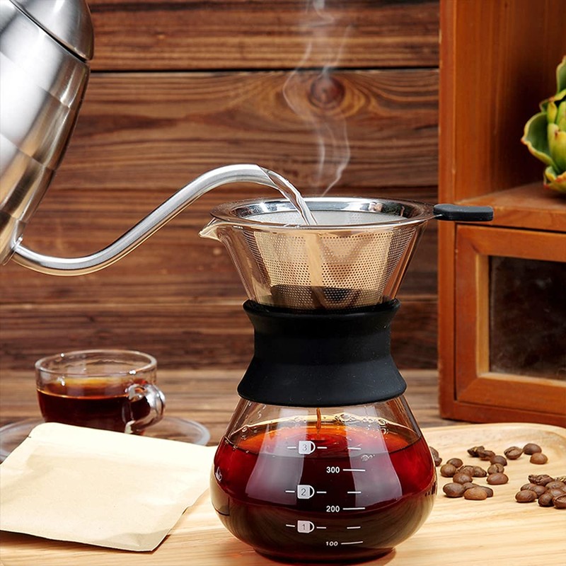 Swetwiny Pour Over Coffee Filter with Stand, Reusable Paperless Coffee