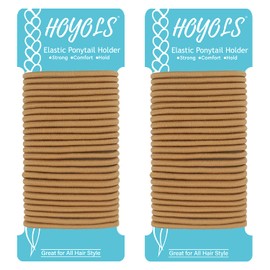 HOYOLS Hair Bands for Women - No Metal, No Snag Braided Thick Elastic Ponytail Holders, 50 Count 1/8 Inch (Beeline Honey)