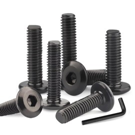 Plstod Pack of 40 M5 x 16 Screws, Flat Head Screws, Black Screws, Hexagon Sockets, Stainless Steel, Full Thread Black Oxide with Hex Key