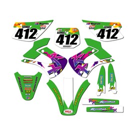 2001-2013 KX 85 Throwback Green Senge Graphics Complete Kit with Rider I.D. Compatible with Kawasaki