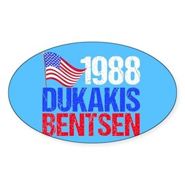 CafePress Dukakis 1988 Election Vintage Oval Car Bumper Sticker