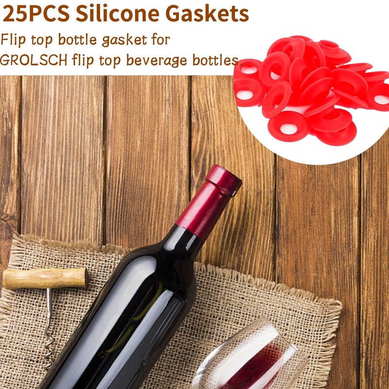 25PCS Silicone Rubber Gaskets Washer, Water Bottle Top Lid Gasket