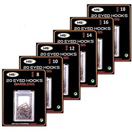 Barbless Eyed Course Fishing Hooks Size 16