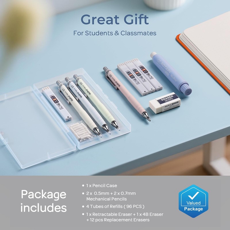 Nicpro Cute Mechanical Pencil Set, 4PCS 0.5 & 0.7 mm