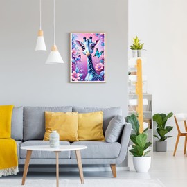 GDYEEH Giraffe Diamond Painting Adults, 5D Butterfly Diamond Art Pictures Beginners, DIY Flowers Round Full Drill Diamond Painting Embroidery Cross Stitch Gifts Home Wall Decor 30 x 40 cm