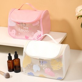 Cool Summer Transparent Beach & Shoulder Travel Bag Free Size/Pink 10ea