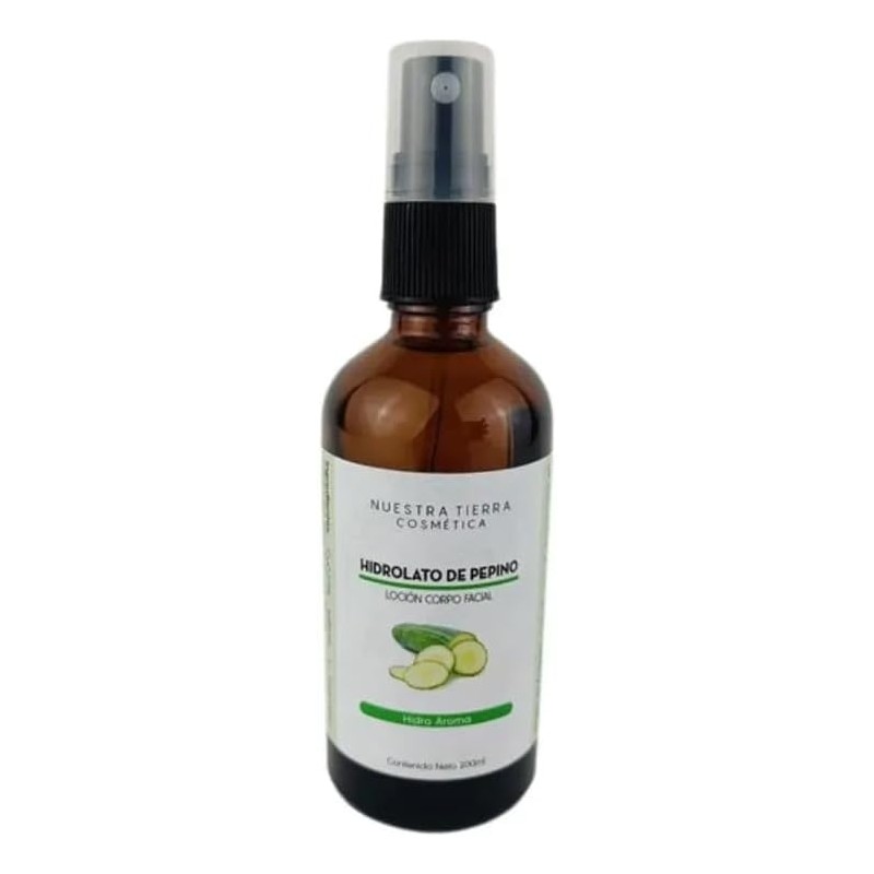 Nuestra Tierra Cosmética Hidrolato Orgánico de Pepino, Loción Corpo Facial,