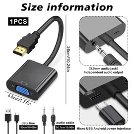YOURKAY HDMI to VGA Adapter, HDMI Male to VGA Female Converter Unidirectional HDMI Computer to VGA Monitor Adapter (Male to Female) for Computer, Laptop, Monitor, Projector, TV