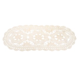 sourcing map Crochet Doilies, 22" x 10" Handmade Crochet Table Placemats Oval Lace Doilies 3 Flowers Pattern Cotton Coaster for Wedding Party Decoration, Beige