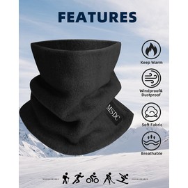 MSDC Neck Gaiters for Men 3 Pack,Neck Warmer Scarf Women Face Mask Covering for Cold Weather Black