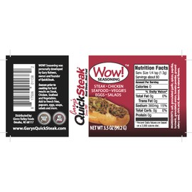 Gary's QuickSteak Wow! Seasoning - Gluten Free, No MSG - Adds Flavor to Beef, Poultry, Soup, Sandwiches, French Fries, Popcorn and More - Made in Nebraska - 3.5 oz Bottle (Pack of 2)