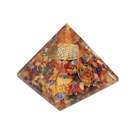 BHHROOM Mixed Chakra Flower of Life Crystal Orgone Pyramid E-Energy Protection 60-70MM