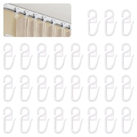 150 PCS Curtain Hooks,Plastic Curtain Hanging Hook,Foldable Head White Curtain Hooks with 6mm Eyelets,Curtain Track Glider Hooks for Curtains, Shower Curtains and Curtain Rods (White,30×14.5mm)