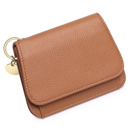 FREYAMIRA Women Wallet Genuine Leather Slim TriFold Wallet Small Credit Card Holder With Zipper Coin Pouch,ID Window,Brown