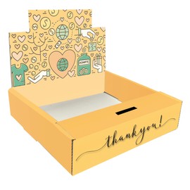 Printed Charity Collection Box CDU - Donations (Yellow) (Pack of 6)