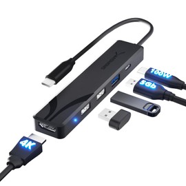 SABRENT - Estación de Acoplamiento USB-C 5 en 1, 4K60Hz HDMI (Requiere Modo DP Alt), 100W PD Pass-Through, 3 Puertos USB 5Gbps Adaptador para...      