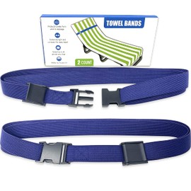 Cruise On Towel Bands for Cruise Chairs (2 Pack), Better Alternative to Towel Clips for Beach, Pool & Ships, Essential for 2026 & 2027 Trips, Secure & Stylish, Extendable Blue Clasps