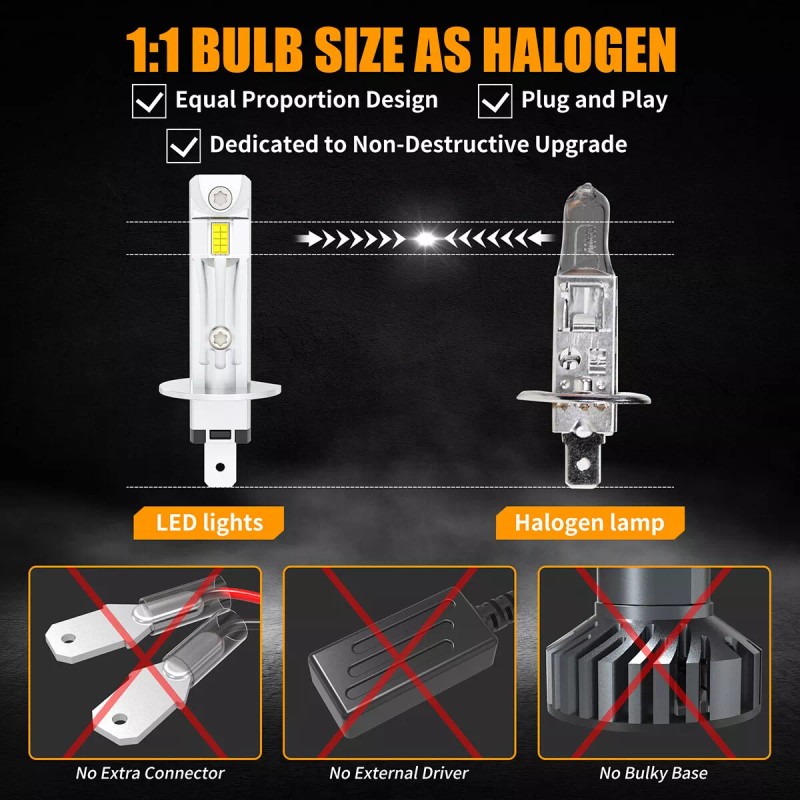 AUIMSOCO H1 H7 LED Headlight High Low Beam Bulbs Kit