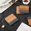 LiWiBet Acacia Wood Black Marble Coasters for Drinks Set of