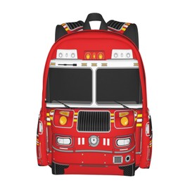 Droerfes Fire Truck Backpack School Bag Lightweight Bookbag Laptop Travel Daypack For Girls Boys Teens