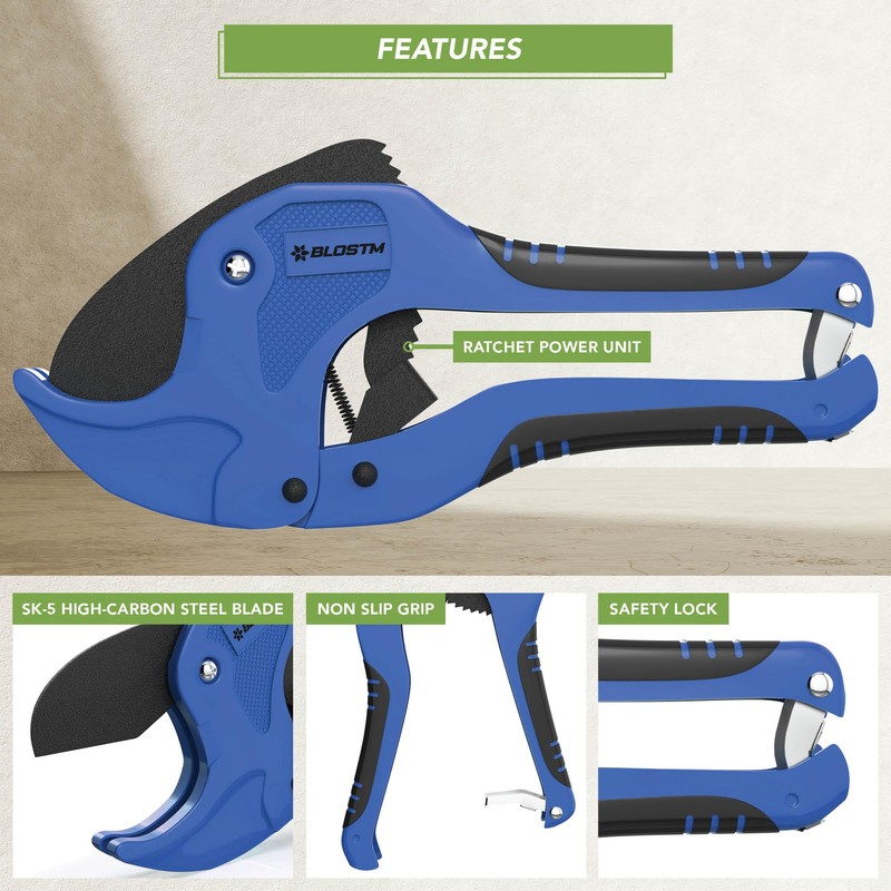 BLOSTM Plastic Pipe Cutter - Heavy Duty Ratchet Pipe Cutters