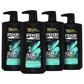 AXE Wash & Care Champú y acondicionador 2 en 1 Apollo Wash & Care 4 unidades para un cabello limpio y fuerte, salvia y madera de cedro, botella 100% r