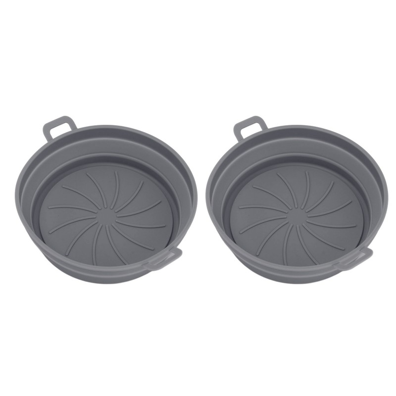2 Pcs Silicone Air Cooker Pot With Handle Round Fryer