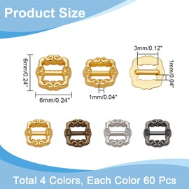 NBEADS 240 Pcs 4 Colors Mini Buckles, 6x6mm Tri-Glide Slides Side Release Buckle Metal Adjuster Buckles for Knotting Webbing Strapping Bags Garment Accessories Backpack Belts