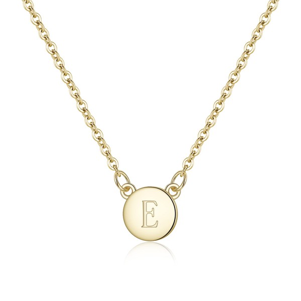 Brilove 925 Sterling Silver Initial E Necklace Double Side Round