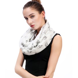 Lina & Lily English Bulldog Dog Print Women's Infinity Scarf Lightweight (White)