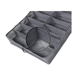 Queta Large Heavy Duty Underbed Shoe Storage Bag with Clear Lid, Under Bed Shoes Tidy Organiser, Foldable Fabric Holder Closet, 2 x 12 Pockets, 80 x 63 x 15 cm