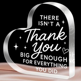 Thank You Gift for Women Men, Appreciation Gifts - Acrylic Heart Plaque 3.9 × 3.9 × 0.4inch, Thank You Gifts for Boss, Coworker, Principal, Teacher, Nurse, Volunteer, Mentor, Thanksgiving Gifts