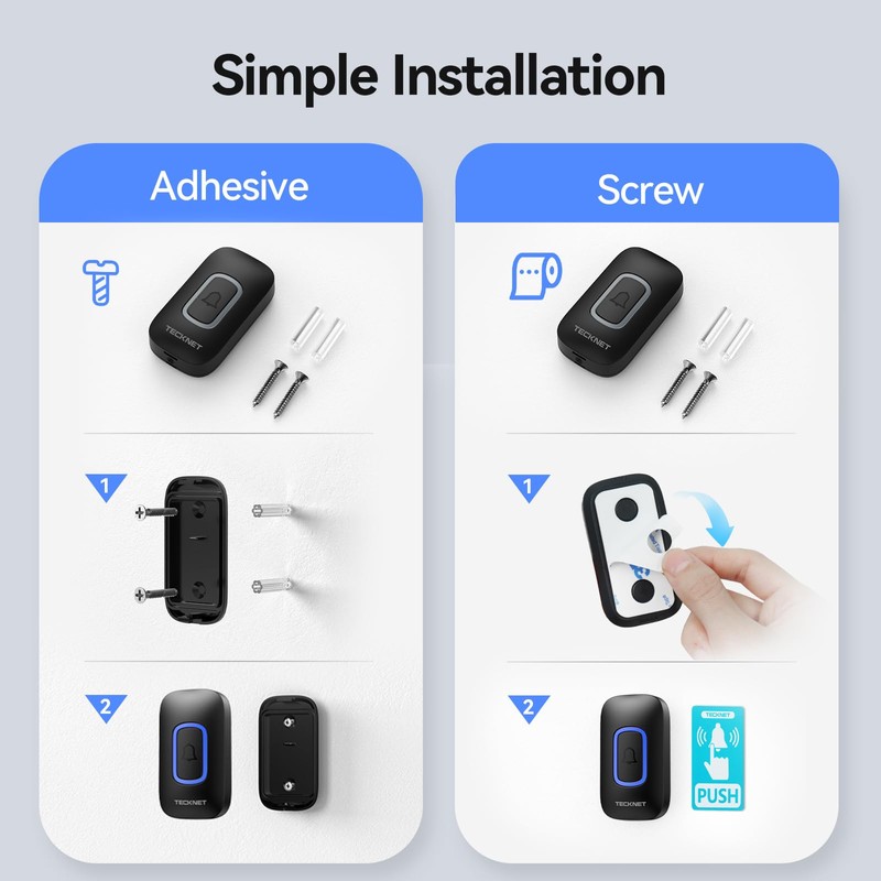 TECKNET Wireless Doorbell, Plug in Door Bells Wireless Cordless with