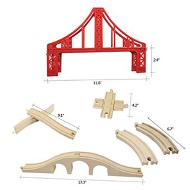 Crossing Track Bridge, OrgMemory Wooden Train Bridge, Wooden Train Bridge, Train Tracks Compatible with All Major Brands