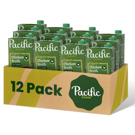 Pacific Foods Low Sodium Organic Free Range Chicken Broth, 32 oz Carton (Case of 12)