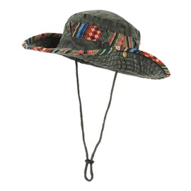 WITHMOONS Boonie Bush Hats Wide Brim Aztec Pattern Side Snap AC8726 (Grey)