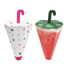 DanLingJewelry 20Pcs 2 Styles Umbrella Paper Gift Box Lovely Dot & Watermelon Pattern Candy Snake Paper Gift Boxes for Wedding Bridal Shower Birthday Party Supplies
