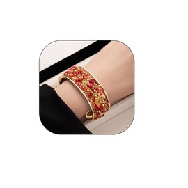 Vivian&CD Bohemian Retro Stone Zircon Bangle Cuff Bracelet For Women Bangle Bracelets Chunky Bangles Bracelets Trendy Color Rhinestone Open Adjustable Wedding Decoration Jewelry (Red)