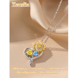 Wedding Birthday Gifts Sunflower Necklace for Women Sterling Silver You Are My Sunshine Necklaces Citrine Topaz Necklace November December Birthstone Sunflower Jewellery Gifts for Women