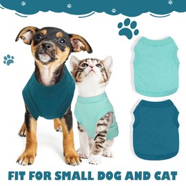2 Pieces Chihuahua Clothes Dog Clothes for Small Dogs Girl Boy Spring Summer Puppy Soft Dog Shirt Solid Color Pet Clothing Cute Cat Cloth XXS~M (X-Small)