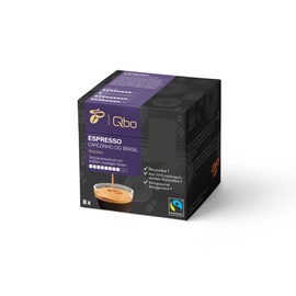 Tchibo Qbo Espresso Cafezinho do Brazil Premium Coffee Capsules, Pack of 8 (Espresso, Intensity 8/10, Spirited & Nutty), Sustainable, Made from 70% Renewable Raw Materials & Climate Neutral