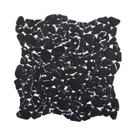 Soulscrafts Pebble Tile for Shower Floor, Pebble Mosaic Backsplash, Black Marble Veins, for Kitchen Backsplash Bathroom Patio Garden Wall, and Floor Tiles 10 Sheets