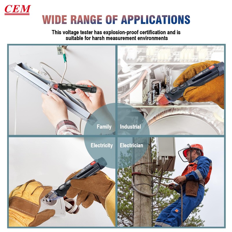 CEM AC-15EX Voltage Tester,Non-Contact Volt Tester, with Dual Range AC